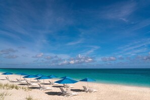 On the beach, white sand