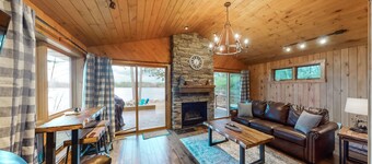 Dog-friendly lakefront home with high-speed WiFi, dock, private w/d, & firepit