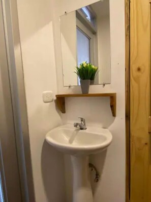 Shower, towels, soap, toilet paper