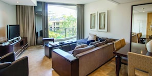 Apartment, 1 Bedroom, Balcony, City View | Living room | Books - One Bedroom Apartment - Fully Furnished and Equipped (Cape Town)