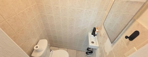 Shower, towels, toilet paper