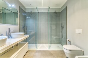 Dusche, Haartrockner, Bidet, Handtücher