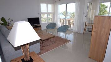 Televisie, een dvd-speler, boeken en een filmbibliotheek