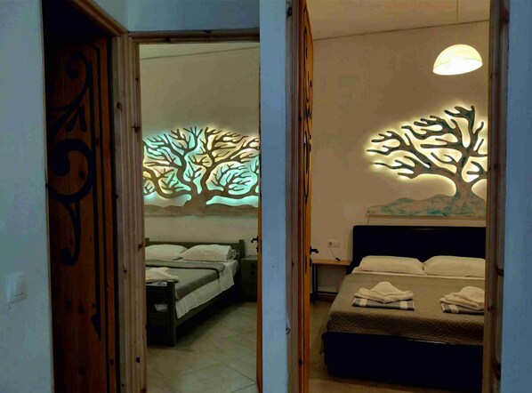 2 عدّة غرف نوم ومكواة/لوح كي وواي فاي وملاءات أسرّة