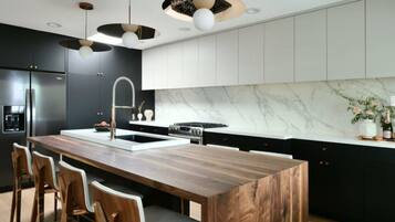 Villa | Private kitchen | Fridge, microwave, oven, stovetop