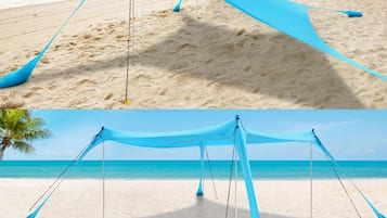 Beach nearby, sun loungers