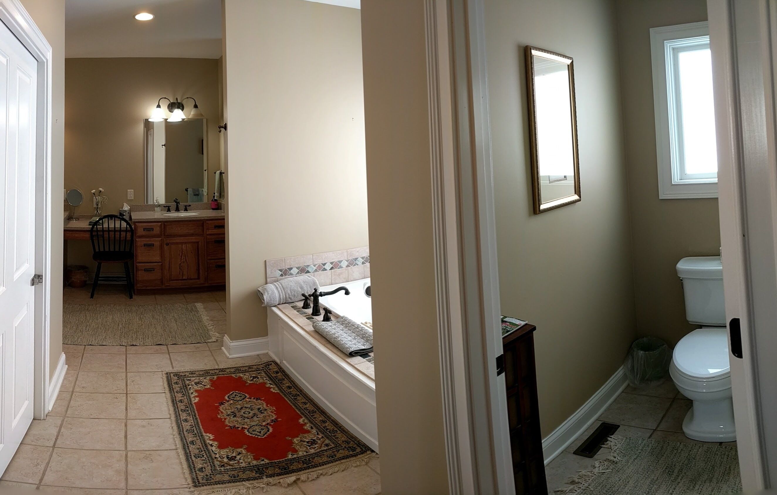 5 habitaciones, escritorio y tabla de planchar con plancha 