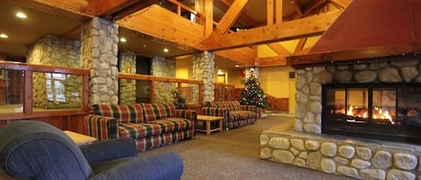 Télévision LCD, cheminée, lecteur de DVD