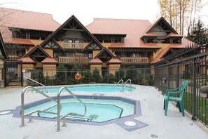 A heated pool - Sunpath #53 | 1 Bedroom Condo with Kitchen, Fireplace, and Patio (Whistler)