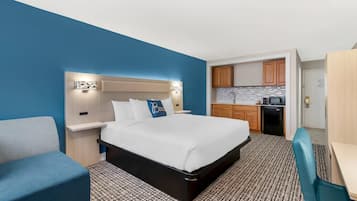 Desk, free WiFi, bed sheets