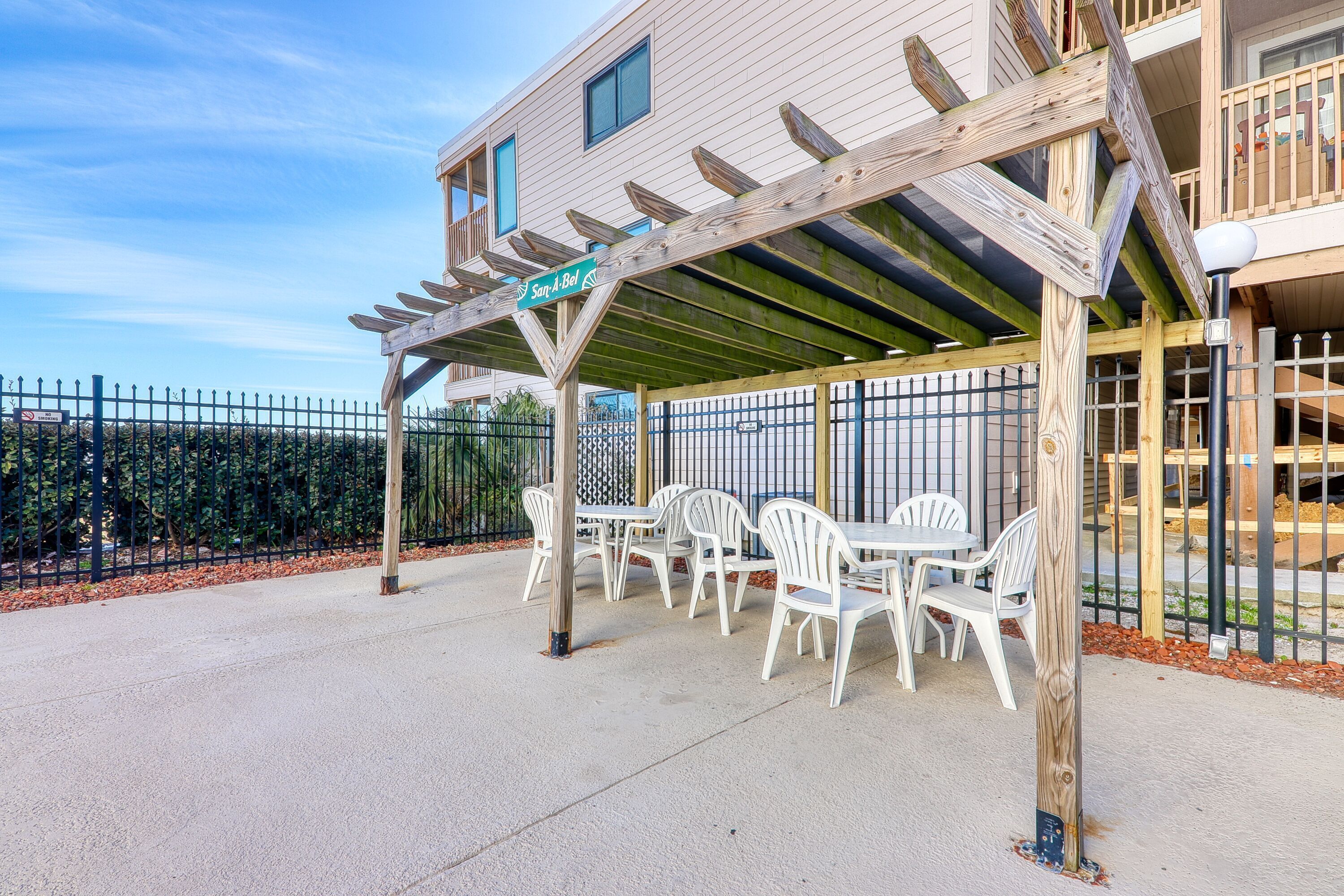 Have lunch on the covered patio.