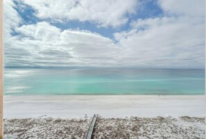 On the beach, beach umbrellas