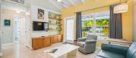 TV, DVD player, books