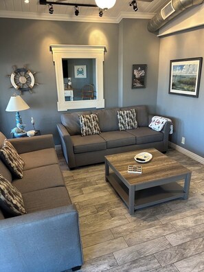 TV, DVD player, video library