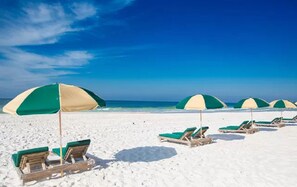 On the beach, sun-loungers - Beachfront Ground Floor Condo with Complimentary Beach Chairs and Umbrella!!! (Panama City Beach)