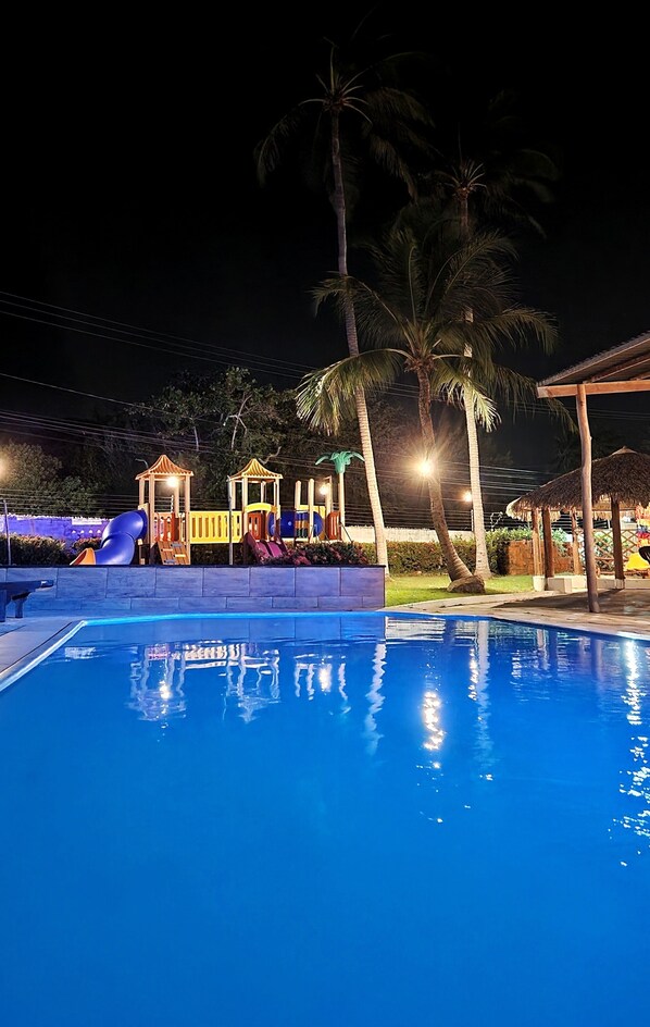 Outdoor pool, sun loungers