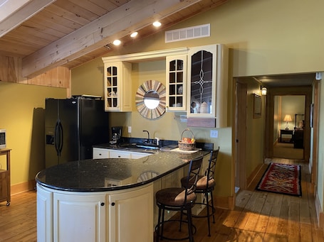 Fridge, microwave, coffee/tea maker, cookware/dishes/utensils. Off the beaten path! 3 BR/1 BA north of Salina, KS