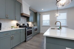 Fridge, microwave, stovetop, dishwasher