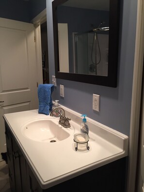 Hair dryer, towels, toilet paper