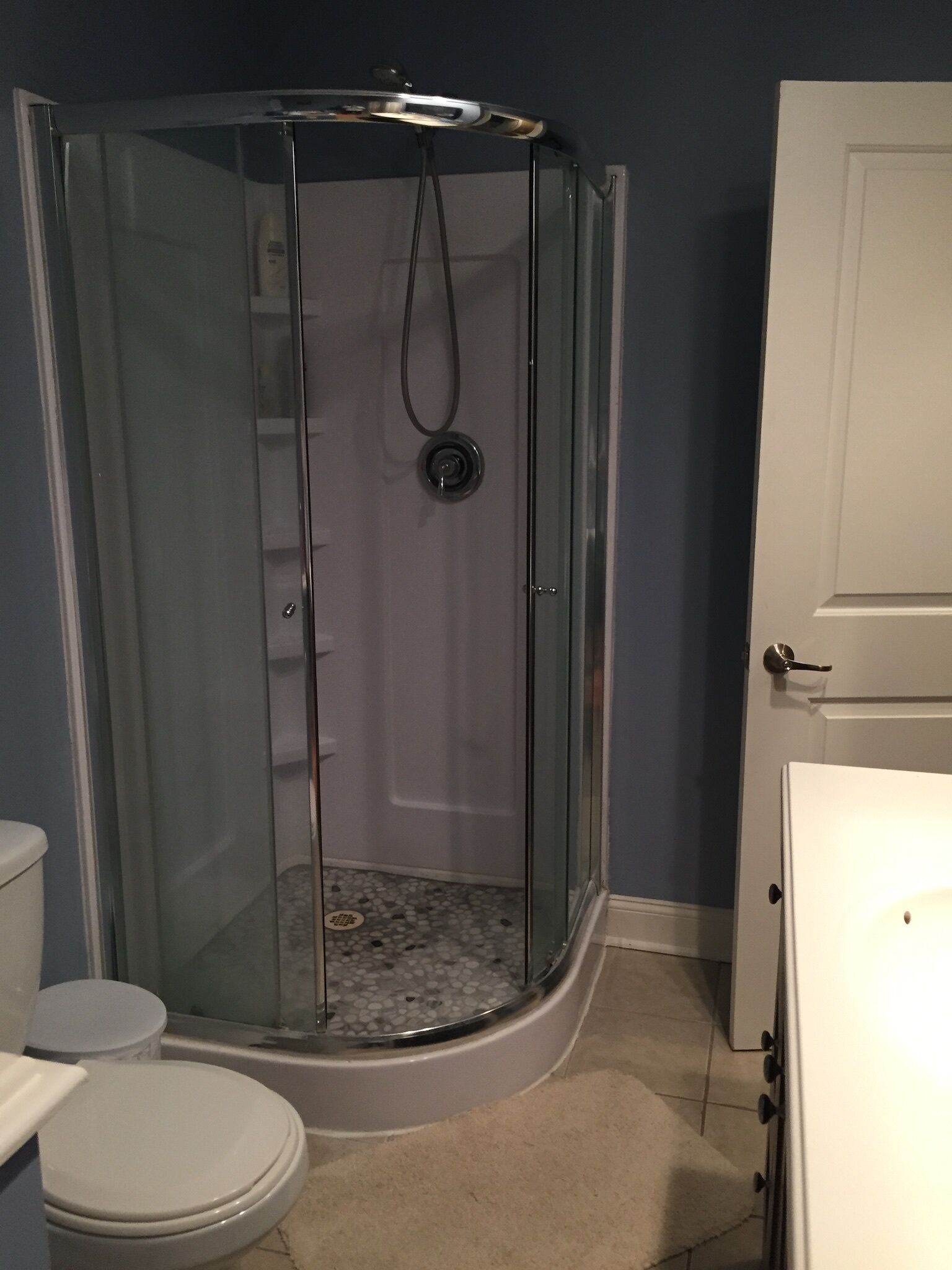 Hair dryer, towels, toilet paper