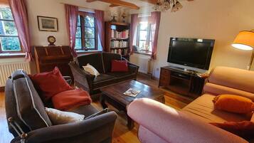 TV, fireplace