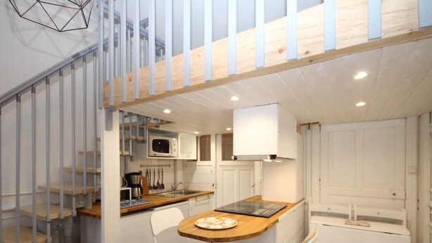 Coffee/tea maker, fridge, microwave, oven - CENTRE MONT-DORE - BEL APPARTEMENT T2 + MEZZANINE (Mont-Dore)
