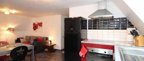 Fridge, microwave, dishwasher, high chair