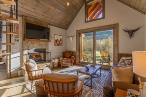 TV, fireplace