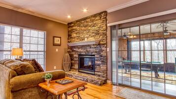 Smart TV, fireplace, video games, table football