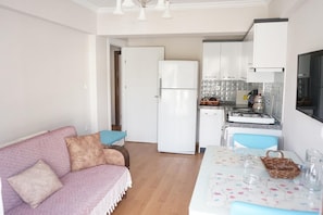 Apartment | Private kitchen | Fridge, stovetop, cookware/dishes/utensils - Oren Konak Apart (Burhaniye)