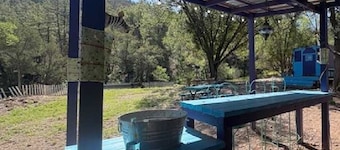 Gypsy Village & Teardrop: Expanded Glamping Retreat for Up to Six with Outdoor Kitchen, Fire Pit, and Hammock