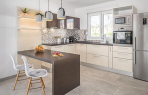 Fridge, oven, dishwasher, coffee/tea maker