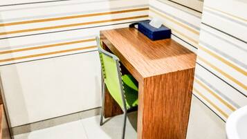 Desk, free WiFi, bed sheets