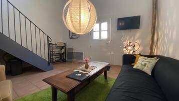 Smart TV, foosball, books