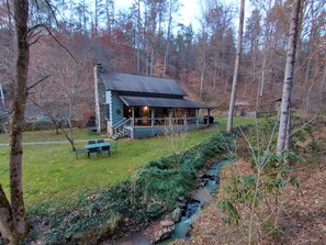 Exterior - Log Cabin with Stream on 2 Acres <20 Min to Downtown Asheville with 1 Gig Fiber (Weaverville)