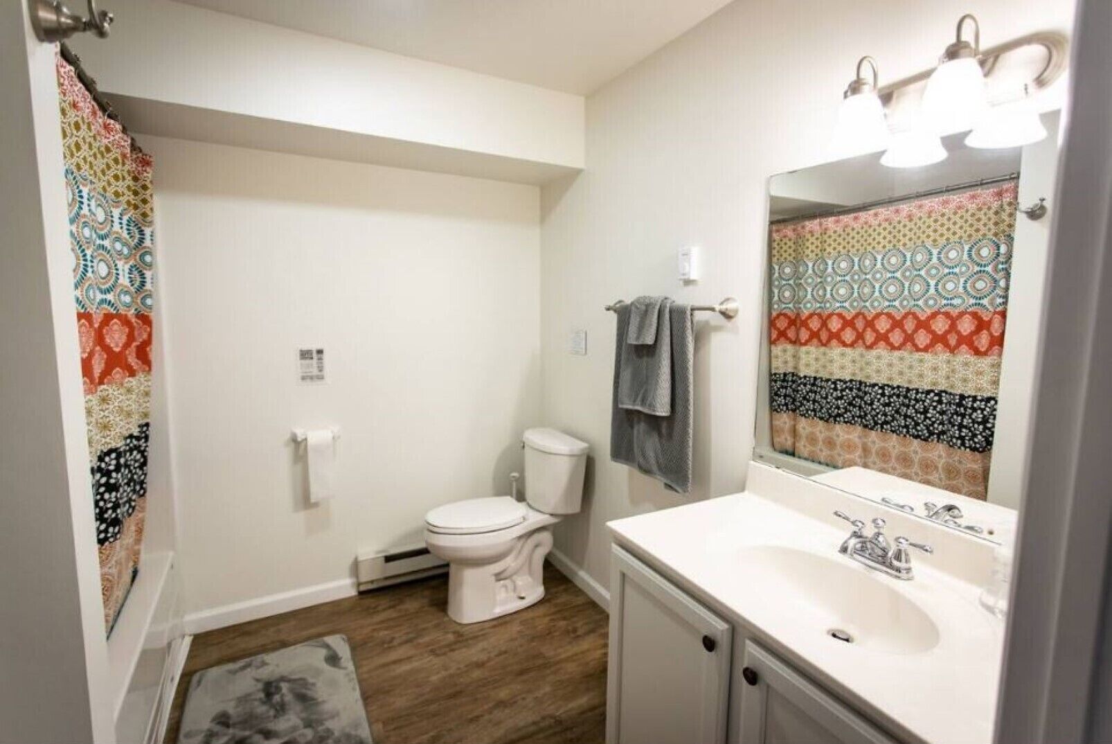 Bathtub, hair dryer, towels, soap