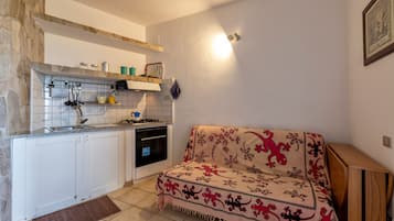 Fridge, oven, stovetop, coffee/tea maker