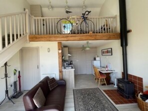 Cottage | Living room | 30-inch TV with digital channels, fireplace - Bike Shed, 1-bed Cottage, Sleeps 2, Pet Friendly (Newport)