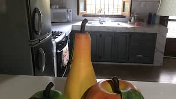 Fridge, microwave, toaster, blender