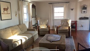 TV, fireplace, DVD player, books