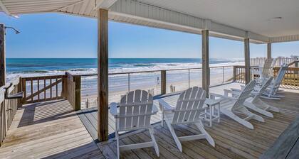 Modern Oceanfront Luxury Topsail Island Beach House Walkable to Surf City Pier