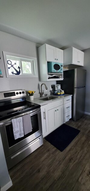 Fridge, microwave, oven, stovetop - Anchors Away at Christopher's Dockside (Geneva-on-the-Lake)