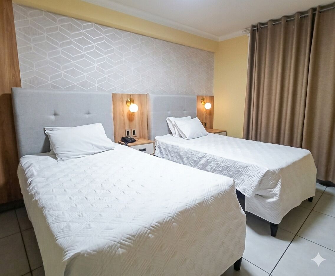 Habitación básica con 2 camas individuales | Escritorio, wifi gratis, ropa de cama