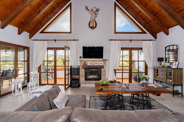 Älytelevisio, takka, videopelejä, kirjoja