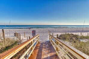 On the beach, beach towels
