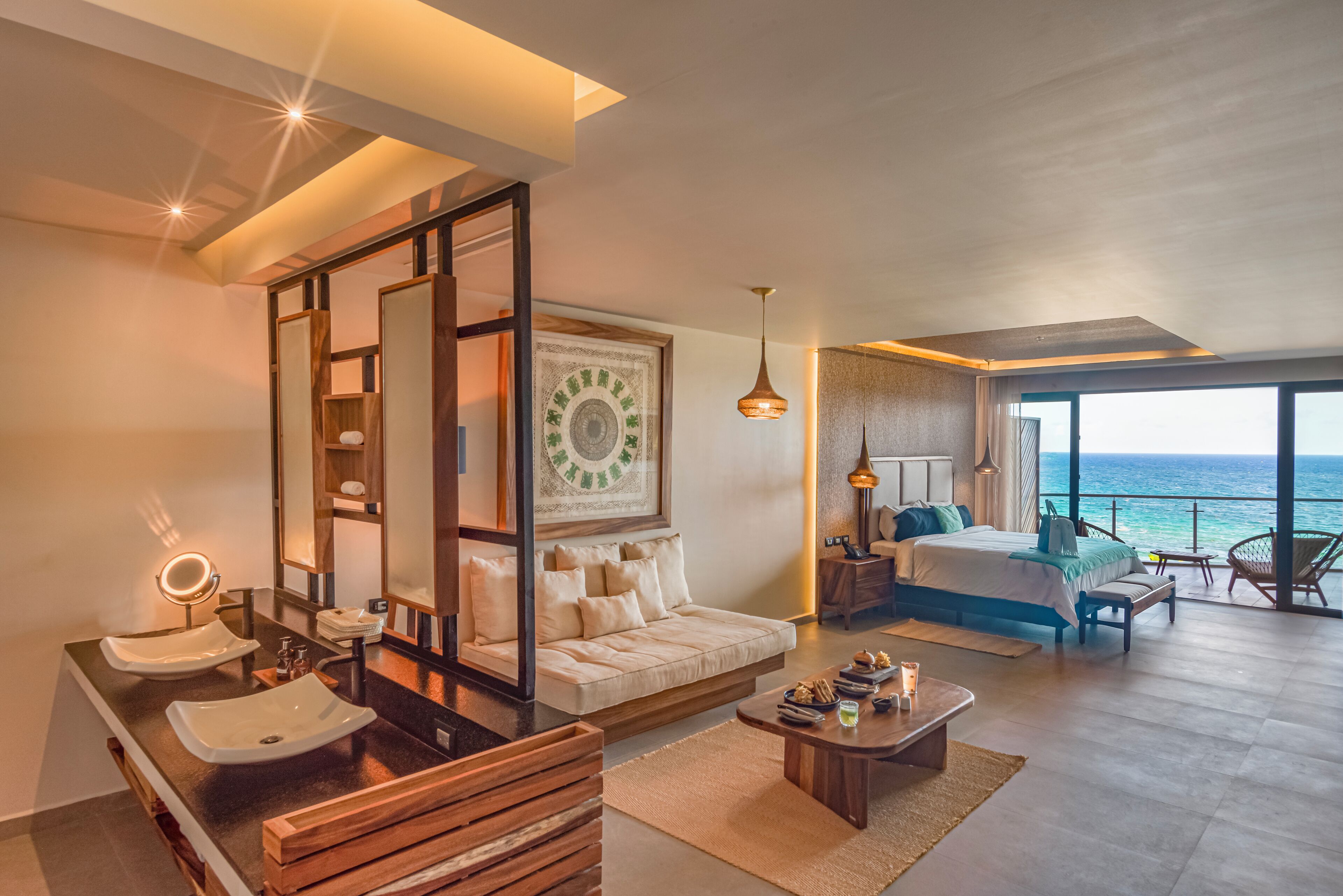 deluxe room, oceanfront | bathroom | shower, rainfall showerhead, hair dryer, bathrobes