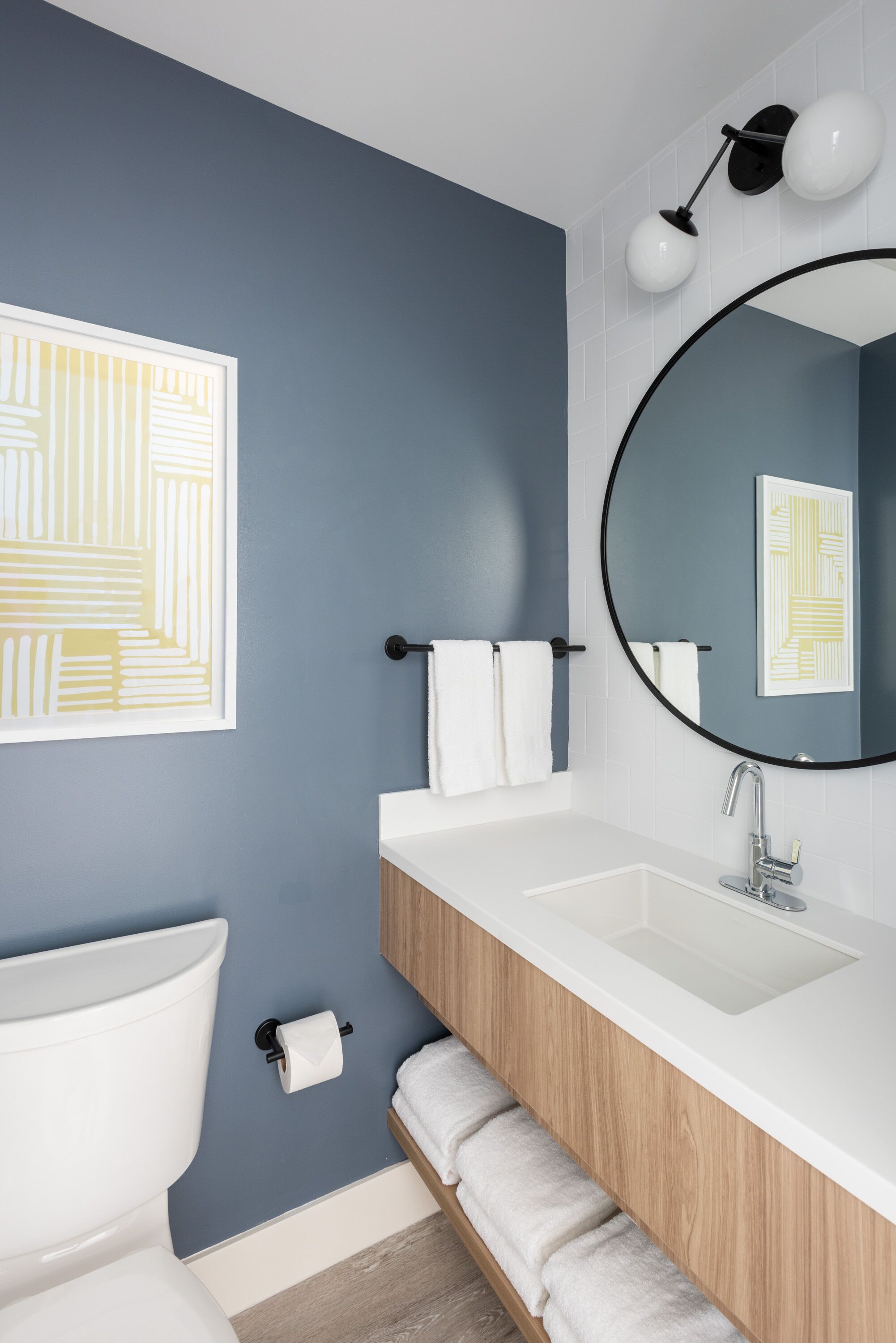 designer toiletries, hair dryer, towels, soap