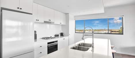 Fridge, microwave, stovetop, dishwasher