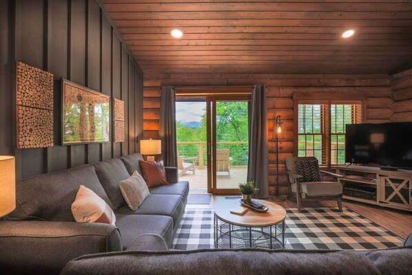 Smart TV, fireplace, video games, video library