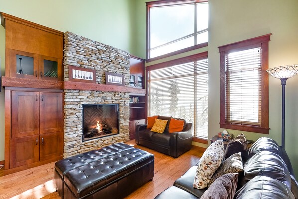 TV, fireplace, video games, DVD player